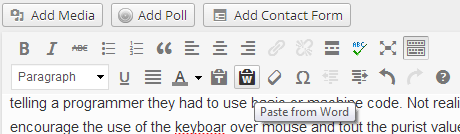 W Paste from MS Word Button in the Kitchen Sink